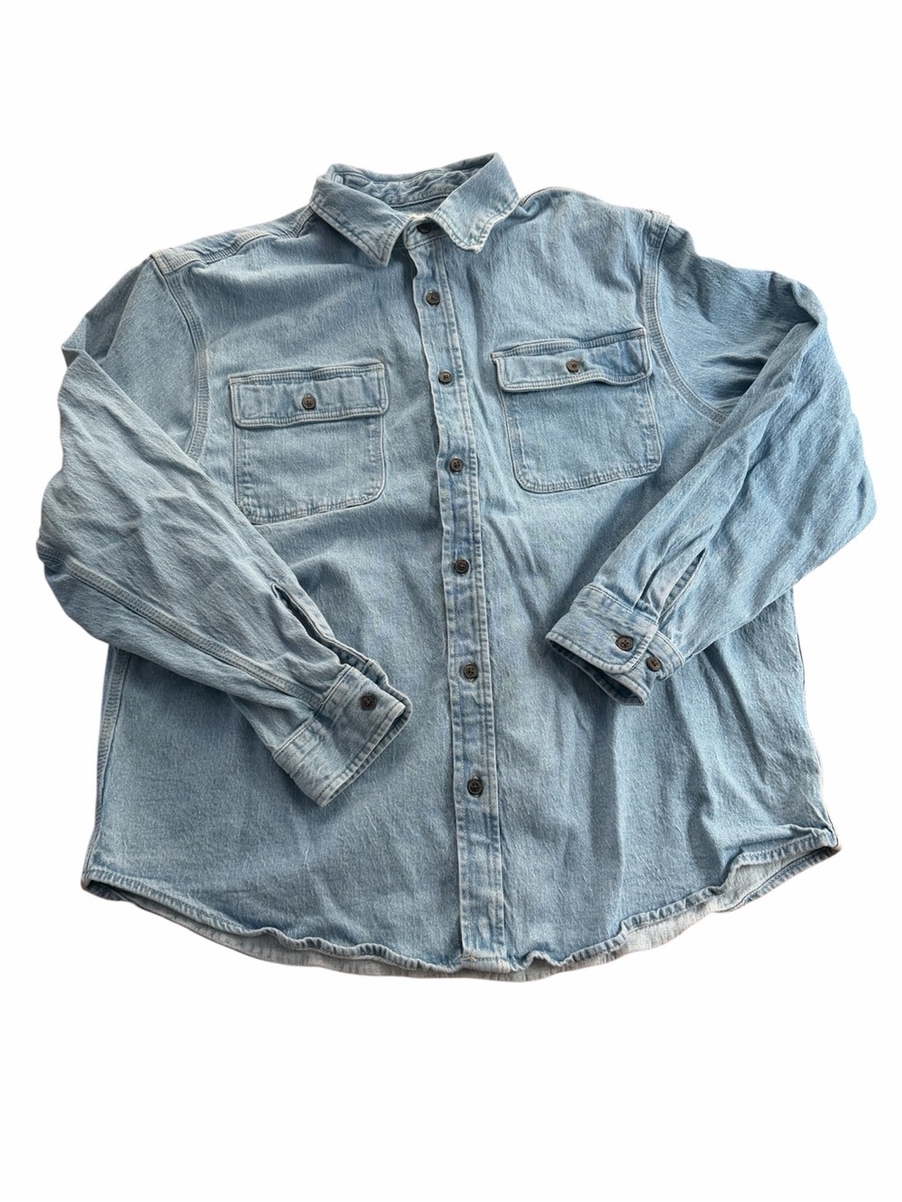 Free Assembly Men's XL Light Wash Denim Button Down Long Sleeve Shirt Flannel